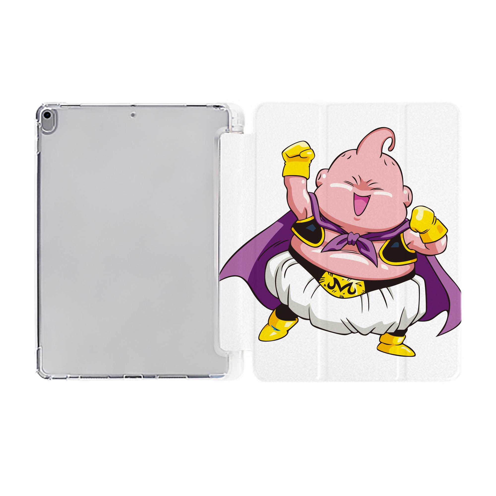 （画像用） ドラゴンボール 魔人ブウ DRAGON BALL Majin Buu IPad ケース ペン収納付き 三つ折りスタンド PUレザー×シリコン 対応機種9.5/10.5/10.9インチ
